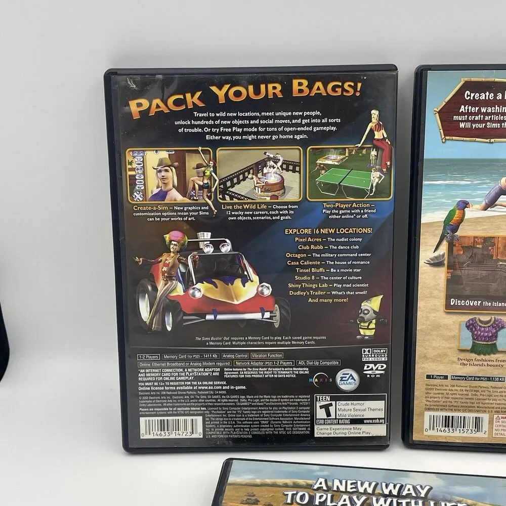 Sims 2 Castaway Pets Urbz In The City Bustin Out BUNDLE SET - Sony PlayStation 2